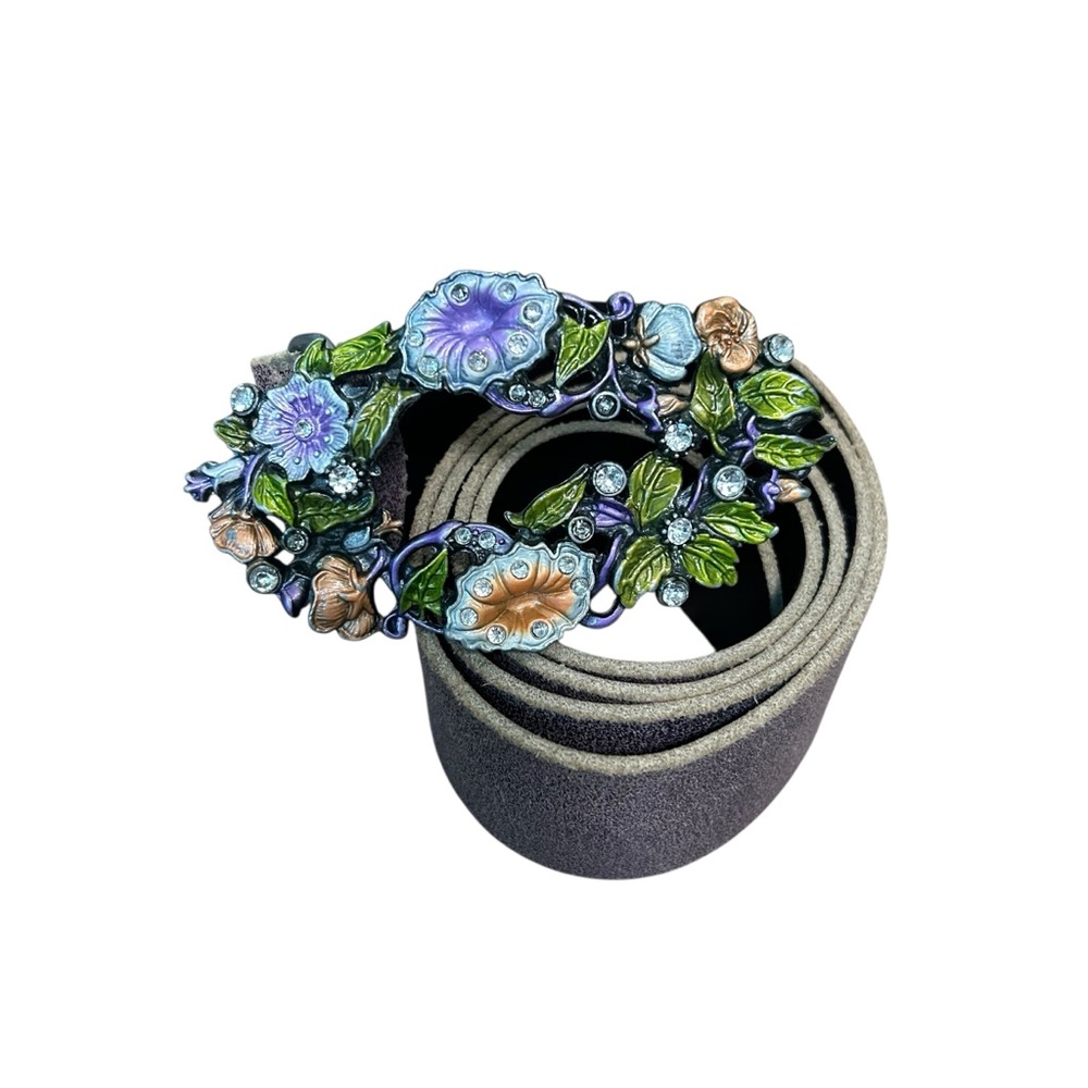 Floral Enamel Multicolor Womens Belt with Decorative Buckle